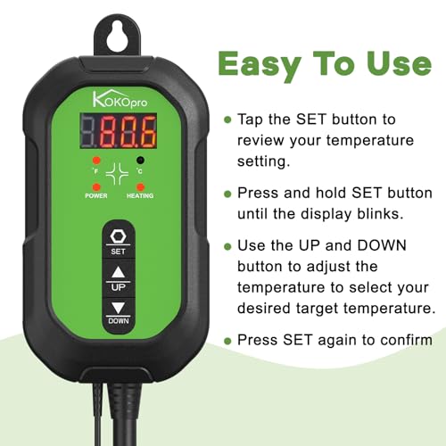 10"x 20" Seedling Heat Mat and Digital Thermostat Combo Set - KOKOPRO Warm Hydroponic Heating Pad for Seed Germination Indoor Gardening Greenhouse for Reptiles Seedlings Incubation Fermentation - color: 10''x20.75''-Heat Mat & Thermostat Combo
