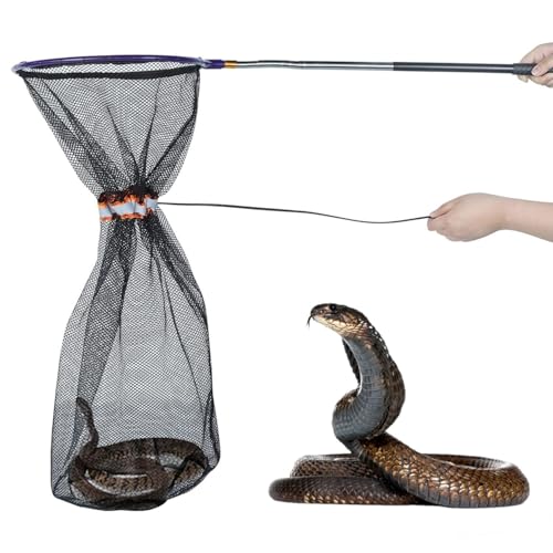 Snake Catcher Net, Rattlesnake Grabber Hnadling Tool, Reptile Catch Telescopic Pole Stick, Rattle Snake Removing and Catching Picke Extends to 59 Inches