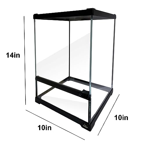 Reptile Glass Terrarium Tank 10 * 10 * 14in, Full View with Front Opening Door,Amphibians Enclosure Habitat Cage for Crested Gecko,Spider,Tarantula,Lizard,Hermit Crab,Frog,Mantises,Insects - size: 10x10x14 inch