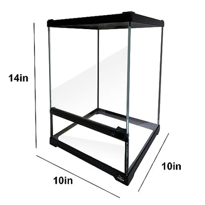 Reptile Glass Terrarium Tank 10 * 10 * 14in, Full View with Front Opening Door,Amphibians Enclosure Habitat Cage for Crested Gecko,Spider,Tarantula,Lizard,Hermit Crab,Frog,Mantises,Insects - size: 10x10x14 inch
