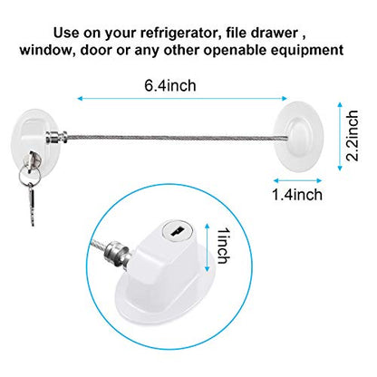Hotop 4 Pack Cabinet Locks with Keys Refrigerator Fridge Locks Replacement with Steel Wire Self Adhesive Child and Baby Proofing Safety for File Drawers Deep Freezer Doors Latch(White) - color: White
