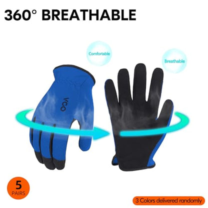 Vgo... 5Pairs Versatile Work Gloves,Gardening Gloves,Light Duty (AL8736) | synthetic leather,elastic,washable,dexterity,construction,planting,weeding,landscaping,farm,outdoor,light duty work - size: X-Large