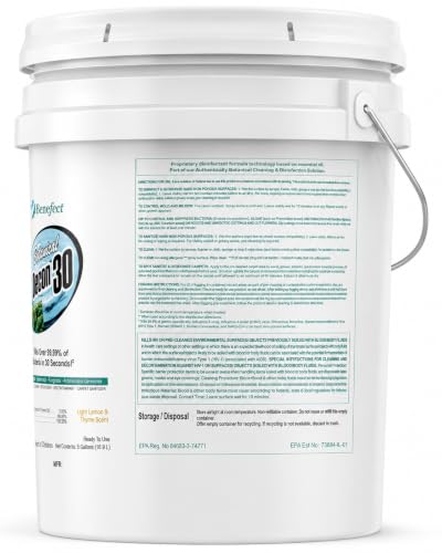 Benefect Botanical Decon 30 Disinfectant Cleaner, Light Lemon & Thyme Scent, 5 Gallon Pail - size: 640 Fl Oz (Pack of 1)