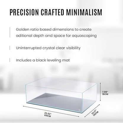 UNS Ultra Clear Rimless Tank - 10.2GAL | 38.8L - 23.62x14.17x7.08 | 60x36x18 CM, 5mm Glass Thickness, Leveling Mat Included - Low Iron, High Clarity Fish Tank w/ 45° Mitered Edge - [60S] - size: [60S] - 10.2 Gal - 23.62 x 14.17 x 7.08 in