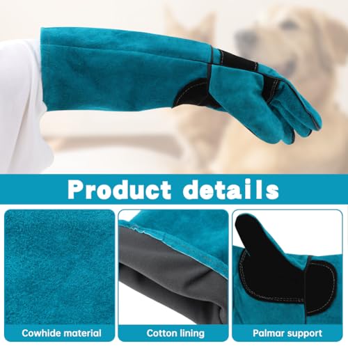 Animal Handling Gloves, Bite Proof Cat Gloves, Pet Leather Glove Cat Scratch with Pet Comb, Multipurpose for Rose Pruning, Gardening, Pets Grooming