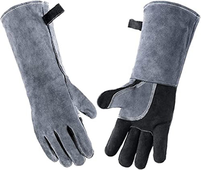 Welding Gloves, 16 Inch Bite Proof Animal Handling Gloves Cotton Protection Anti Scalding Heat Resistant Gloves Durable Scratch Bite Resistant Gloves for BBQ Grooming Reptile Welder Porter