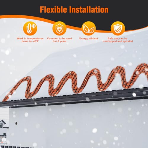 Heat Tape for Water Pipes Roof & Gutter Snow De-Icing 30FT | Heat Cable 5 Watts Per Foot, Water Line Heat Tape Keeps Water Flowing at -40°F 5W/FT, 120V 30 Feet - size: 30FT
