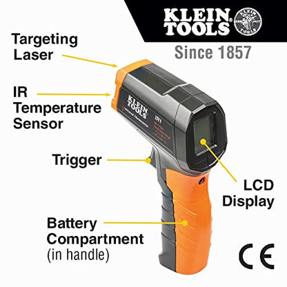 Klein Tools IR1 Infrared Thermometer, Digital Laser Gun is Non-Contact Thermometer with a Temperature Range -4 to 752-Degree Fahrenheit & ET05 Digital Pocket Thermometer