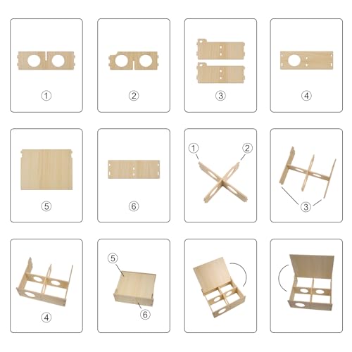 Multi-Chamber Wooden Hamster Hideout & Tunnel - Durable, Ventilated Natural Wood Cage Accessories for Dwarf, Syrian Hamsters and Small Pets