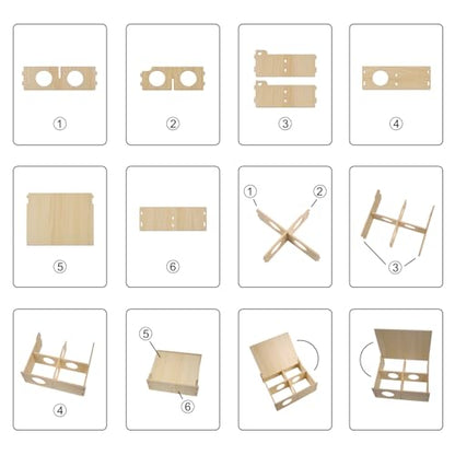 Multi-Chamber Wooden Hamster Hideout & Tunnel - Durable, Ventilated Natural Wood Cage Accessories for Dwarf, Syrian Hamsters and Small Pets