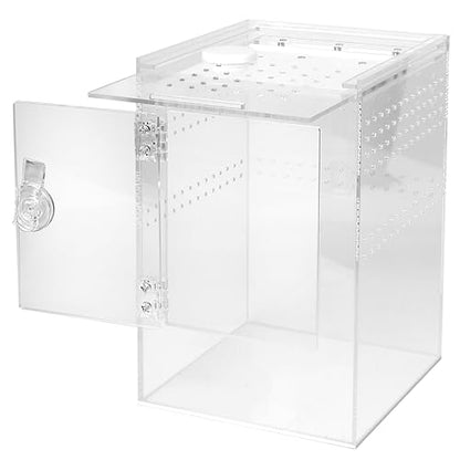 Tall Arboreal Tarantula Enclosure【𝐍𝐨 𝐀𝐬𝐬𝐞𝐦𝐛𝐥𝐲 𝐑𝐞𝐪𝐮𝐢𝐫𝐞𝐝】, Jumping Spider Enclosure, Front Above Opening, Cross Ventilation, Acrylic Arboreal Reptile Enclosure,Praying Mantis Enclosure - size: 6*6*9in