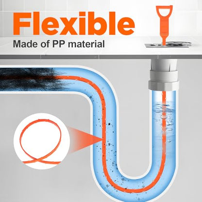 Forlivese 25 Inch Drain Snake, 6 Pack Drain Clog Remover | Sink Snake for Sewer Kitchen Sink Bathroom Tub Toilet Clogged Drains Relief Cleaning Tool