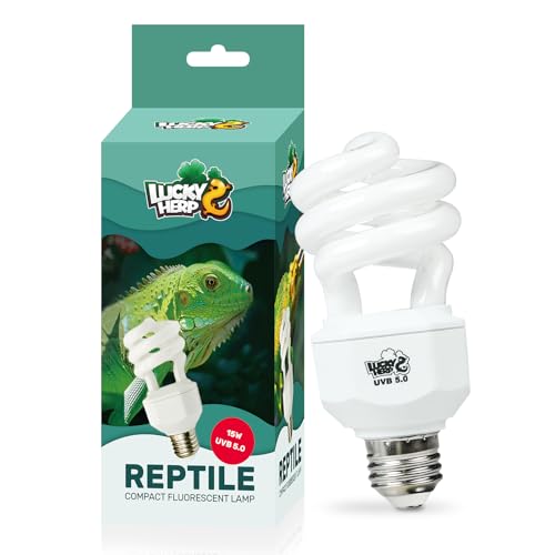 LUCKY HERP UVA UVB Reptile Light 5.0, Tropical UVB 100 Compact Fluorescent Lamp, UVB Light for Reptiles 15W, UVA UVB Reptile Light Bulb, UVB Bulb for Reptiles Chameleons Lizards Tortoises Snakes - style: UVB5.0 15W