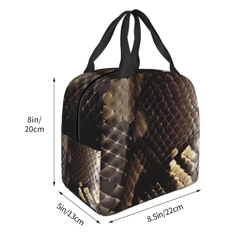 Insulated Lunch Bag Snake Skin Lunch Box for Women Men Reusable Leakproof Lunch Cooler Bag for Office Picnic - color: Snake Skin
