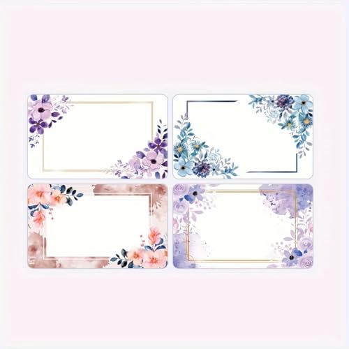250pcs/roll Flower Pattern Self-Adhesive Labels for Gift Packaging, Handwritten Rectangular Name Stickers, Style 1 - color: Colorful 58