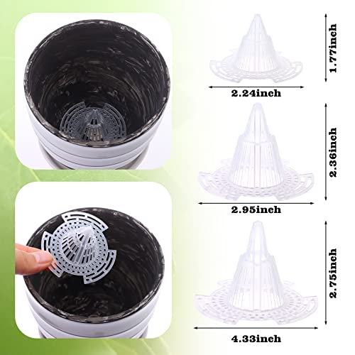 WWahuayuan Cone Flower Pot Mesh Pad, 30 Pcs Upgraded Planter Bottom Grid Mat, DIY Planter Drainage Netting for Bonsai, 3 Sizes, Outdoor Indoor Usage