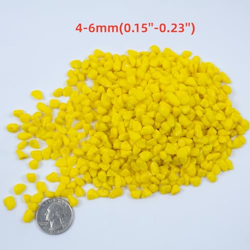 Colored Aquarium Gravel,Colorful Pea Gravel,Garden Rocks,Decorative Stones Rocks for Fish Tank,Aquarium,Fairy Garden Decor,Planters,Vase Fillers,Landscaping,1 Pound (Yellow, 4-6mm) - color: Yellow, size: 4-6mm