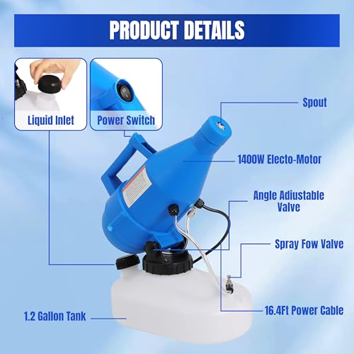 4.5L Electric ULV Fogger Sprayer 1.2 Gallon Portable Cold Mist Machine Spraying 30ft Spray Distance for Home, Yard, School, Garden, Church, Hotel, 2 Pack - color: 4.5L Spray Machine-2Pack