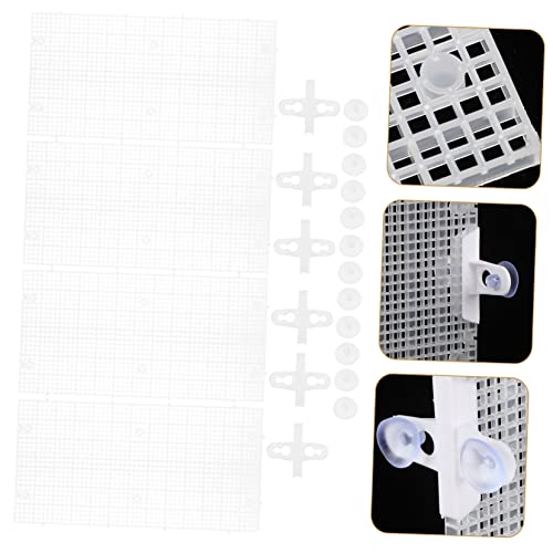 LIOOBO 4pcs Aquarium Divider Fine Mesh Tank Separator for Betta Reptiles Plastic Grid Fish Tank Separator Suction Cups