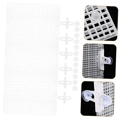 LIOOBO 4pcs Aquarium Divider Fine Mesh Tank Separator for Betta Reptiles Plastic Grid Fish Tank Separator Suction Cups