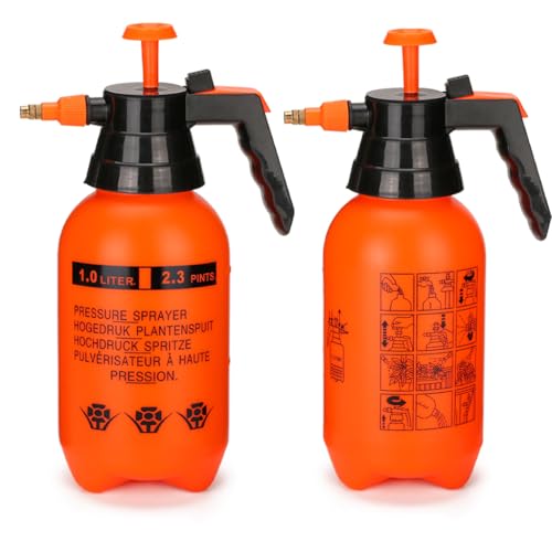 MRPAPA Pressurized Hand Sprayer - Multi-Purpose Garden Sprayer 35 Oz with Adjustable Nozzle (1L-Orange) - color: 1L-orange