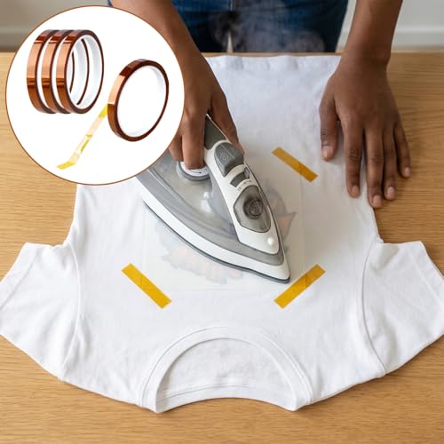 High Tape, 4 Rolls Heat Transfer Tape Heat Resistant Tape High Temp No Residue for Sublimation, Heat Press Electronics, Soldering, Max Temp 480℉/250℃, 10mm x 33m(108ft)