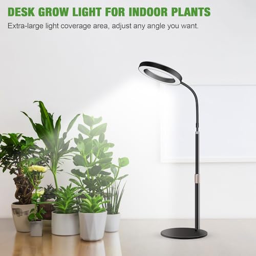 Grow Lights for Indoor Plants, 80 LEDs, Height Adjustable 16.5-25" | Full Spectrum, Auto Timer 6H/12H/16H, 5 Dimmable Levels, Flexible Gooseneck 6000K, Desk Plant Light with Base - size: 6.3''Head（Height 25'')