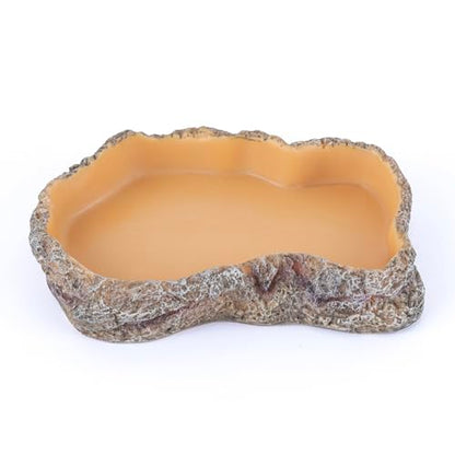Reptile Food Dish, Terrarium Water Bowl, Feeding Bowl for Reptile Amphibian Pets (Large) - size: Medium