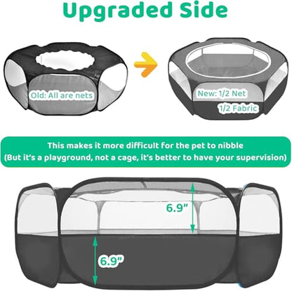 Amakunft Small Animal Pop-Up Playpen with Mesh Cover, 47'' x 23.6'' x 15'' Chicken Brooder Box, Play Pen Indoor Outdoor for Guinea Pigs, Bunny, Rabbits, Ferrets, Chinchillas, Kittens | Indoor/outdoor, water-resistant, chicken brooder, travel playpen for r