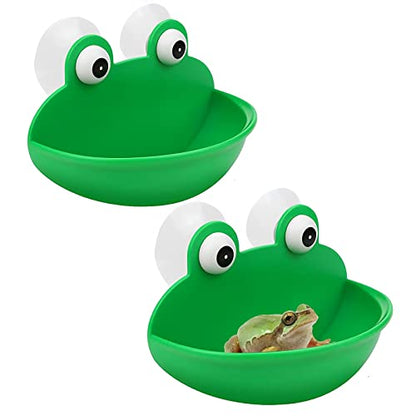Sankoly 2 Pieces Frog Habitat with Suction Cup Lovely Suction Cup Soap Dish Holder for Fish Tank Aquarium Decoration/Kids Bathing/Small Item Storage, Plastic, Green