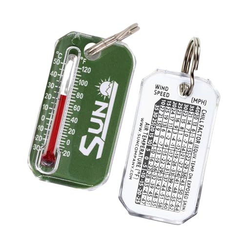 Sun Company Zip-o-gage - Zipper Pull Thermometer for Jacket, Parka, or Backpack | Mini Outdoor Keychain Thermometer - color: Green