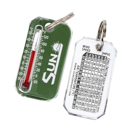 Sun Company Zip-o-gage - Zipper Pull Thermometer for Jacket, Parka, or Backpack | Mini Outdoor Keychain Thermometer - color: Green