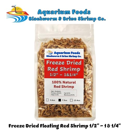 Red Shrimp, 1/2" to 1&1/4" Floating Freeze Dried Red Shrimp for All Tropical Fish, Cichlids, Catfish, Marines, Pond Fish, Turtles, Hamsters, Reptiles…7.3oz Clear Bag - size: 7.3 Ounce (Pack of 1)