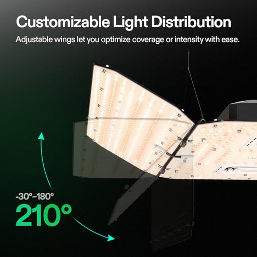 VIVOSUN AeroLight Wing AW400SE 400W LED Grow Light with Fan & Smart Control | App & GrowHub E42A/E25 compatible, covers 4x4/5x5 ft - size: 4x4