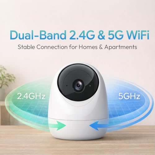 Rraycom 2.5K Indoor Security Camera, 5G/2.4G WiFi, Pet & Baby Monitor | 360° PTZ, Motion Detection & Tracking,Human/Motion/Sound Detection,2-Way Talk, Night Vision, Works/Alexa,SD/Cloud - size: 1Pack