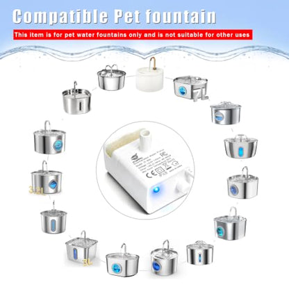 Cat Water Fountain Pump Replacement JY-830 and JY-840 Submersible Motor | (Auto Power-Off When Waterless) Fountains Pump for Stainless Steel Cats Dispensers,Ultra Quiet Dog Drinking Fountain Pump - size: Auto Power-Off When Waterless
