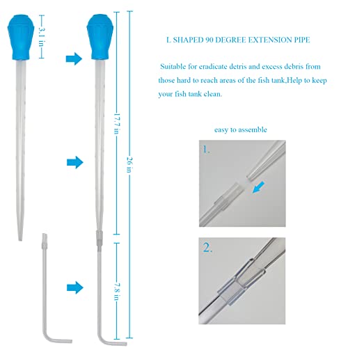 Aquarium Coral Feeder Fish Feeder Waste Clean Tool Manual Cleaner Water Changer Fish Tank Cleaning Tool Siphon Dropper Waste Remover Aquatic Bottom Pipette (25IN) - size: 25IN