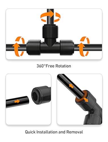 EVOULTES 16 Pack 1/4" Drip Irrigation Tee Fittings, Quick Connect | 16 Pack Tee Connectors, Fits 1/4" Irrigation Tubing, Leak Resistant Seal, Quick Push Installation, Durable Garden Use - size: 16PCS Tee Connectors