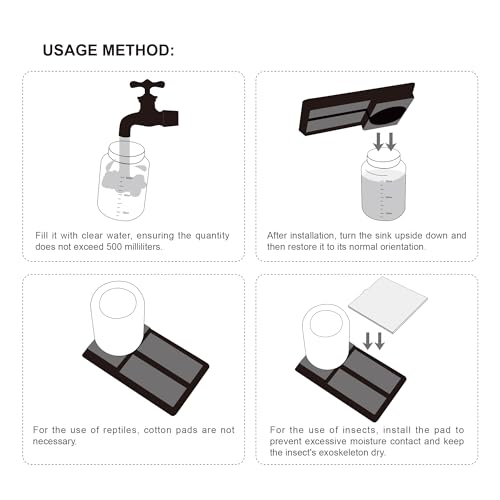 500ml Cricket Reptiles Water Feeder Reservoir Keeper, 2-in-1 Automatic Water Dispenser with Unique Sponge Pad Design for Geckos, Lizards, Bearded Dragons, Turtles