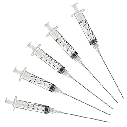 5ml/CC Luer Lock injection Syringe with needle for Scientific Labs and Industrial Dispensing, Fountain Pen Refill,Ink,Glue Application,Liquid Dispensing and Measuring, Pet Food Feeding,Refilling Ink Cartridges,CISS - size: 5ML/5 PACKS
