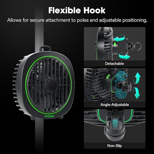 VIVOSUN AeroWave D4 Grow Tent Clip Fan with Detachable Hook, 4" Fan, 1-Pack | 3-Speed Strong & Quiet Airflow, Tent Fan with Adjustable Airflow Angle for Hydroponics, Circulation & Cooling - size: 4"-1 Pack