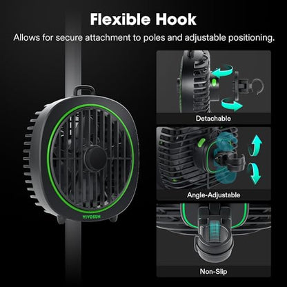 VIVOSUN AeroWave D4 Grow Tent Clip Fan with Detachable Hook, 4" Fan, 1-Pack | 3-Speed Strong & Quiet Airflow, Tent Fan with Adjustable Airflow Angle for Hydroponics, Circulation & Cooling - size: 4"-1 Pack