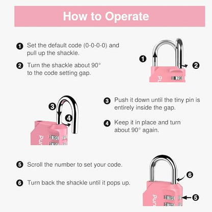 Puroma 1 Pack Combination Lock Locker 4 Digits Combo Padlock Gym Rose Pink | For School Gate Fence Toolbox Hasp Storage, Outdoor, Resettable, Weatherproof, Side Window, Crack Cut Resist, Hardened Steel - color: Rose Pink
