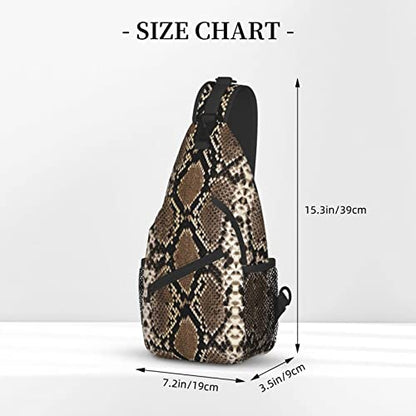 Snake Skin Sling Bag Animal Crossbody Chest Daypack Casual Backpack Women Shoulder Bag For Travel Picnic - color: Snake 03