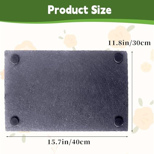 kathson 2 PCS Reptile Basking Platform (15.7 x 11.8 inches), Natural Rock Plate Turtle Food Bowl Feeding Dish Resting Terrace Habitat Decor for Tortoise Turtle Lizard Bearded Dragon Crested Gecko - size: 15.7X11.8inch,2PCS