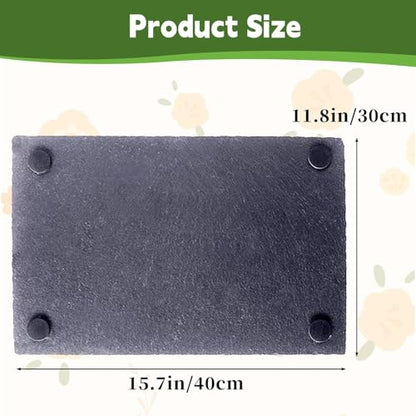 kathson 2 PCS Reptile Basking Platform (15.7 x 11.8 inches), Natural Rock Plate Turtle Food Bowl Feeding Dish Resting Terrace Habitat Decor for Tortoise Turtle Lizard Bearded Dragon Crested Gecko - size: 15.7X11.8inch,2PCS