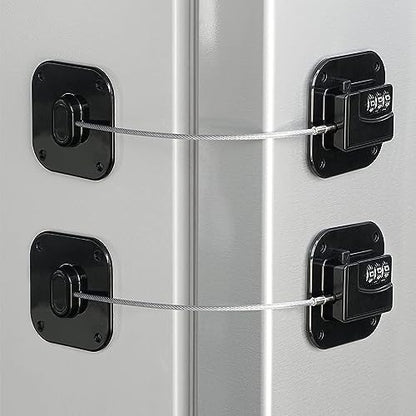 Refrigerator Lock, Heavy Duty Fridge Lock, Combination Lock for Refrigerator Cabinets, Drawers, Safety, Easy Install No Keys Needed (Black-2Pack) - color: Black-2Pack
