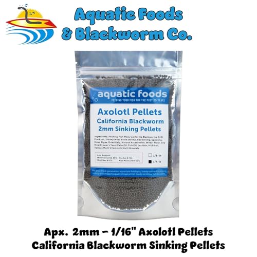 2mm-1/16" Axolotl Blackworm Sinking Pellets .... 1/4-lb Pouch Bag | 2mm California Blackworm Sinking Pellets for Small Axolotl, Frogs, Shrimp, Salamanders, Newts, Snails - size: 4 Ounce (Pack of 1)