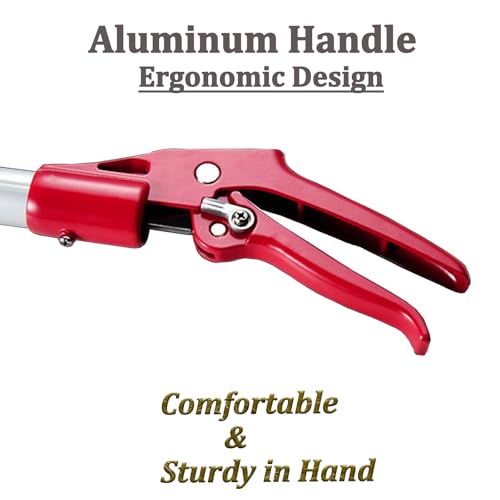 55‘’-87‘’Telescopic Snake Tong Reptile Grabber,Aircraft-Grade Aluminum Alloy Rattle Snake Catcher Wide Jaw Handling Tool with Lock，Also Get a 48‘’ Carbon Rod Snake Hook