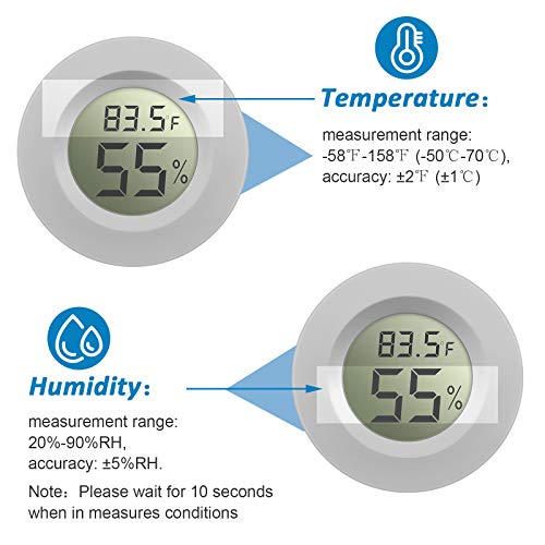 Weewooday 8 Pcs Mini Hygrometer Thermometer Digital LCD Monitor Indoor/Outdoor Room Humidity Meter Temperature Gauge for Greenhouse Garden Reptile Incubator Cellar ℉/℃ (White) - size: White